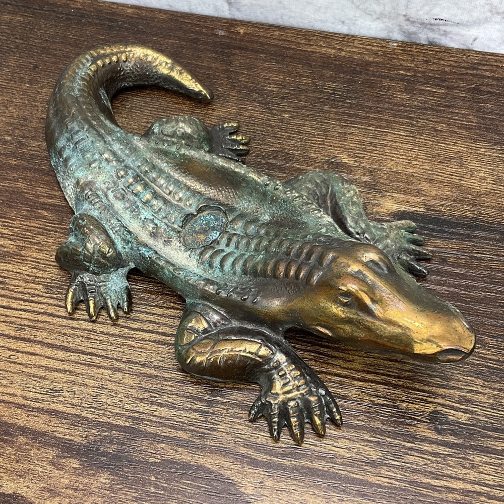 Vintage 1930s Ft Myers Florida Souvenir 7" Metal Alligator